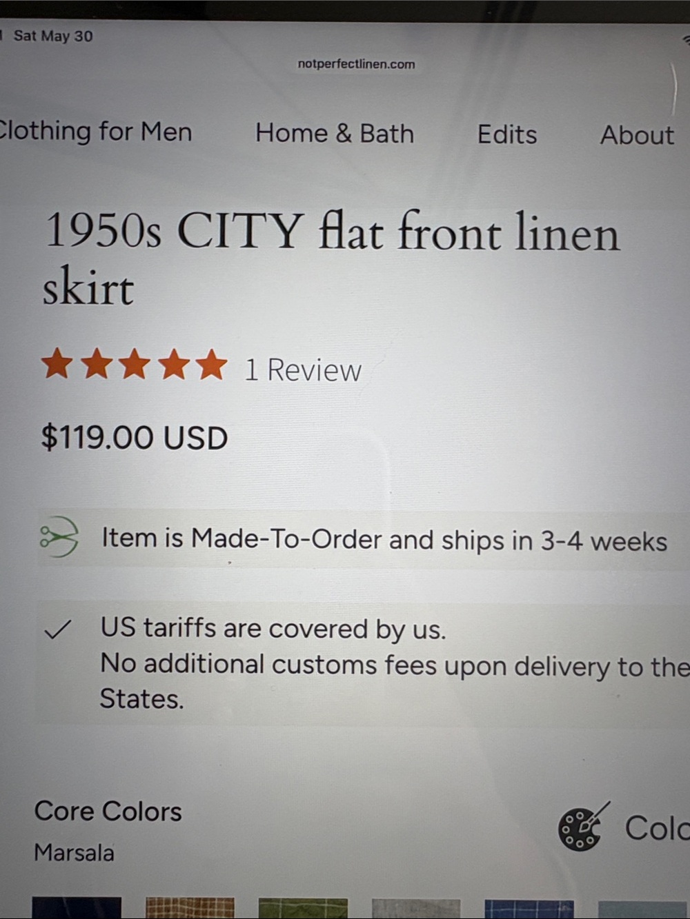 Not perfect linen 1950’s city flat from skirt size M EUC - Picture 5 of 12